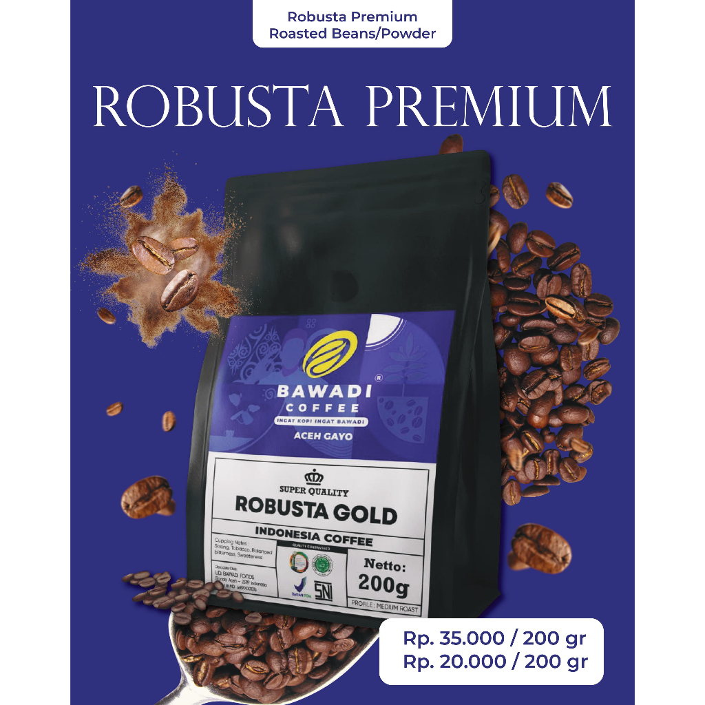 

Bawadi Coffee Robusta Gold Powder 200g - Kopi Aceh Gayo