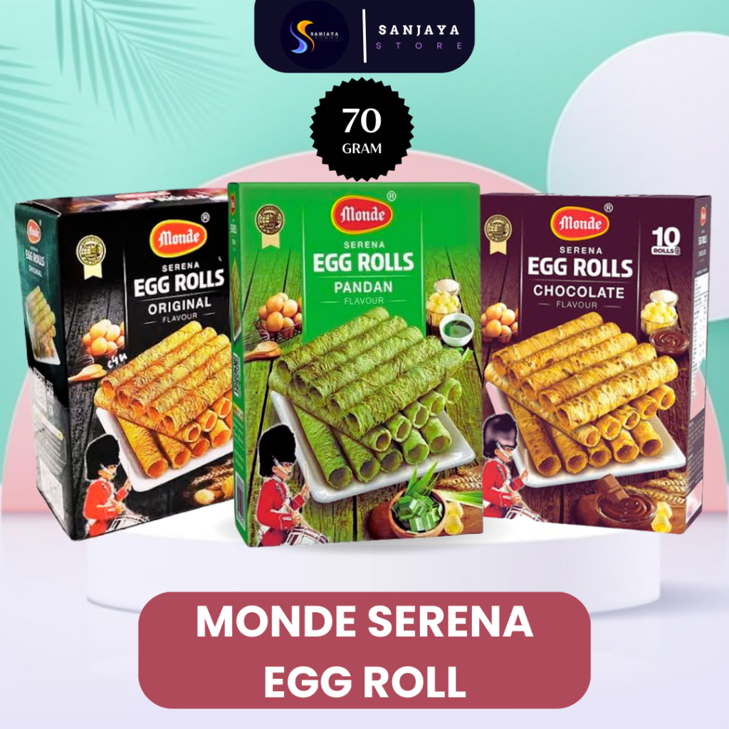 

Monde Serena Egg Roll 70gr Varian Rasa Original, Chocolate dan Pandan