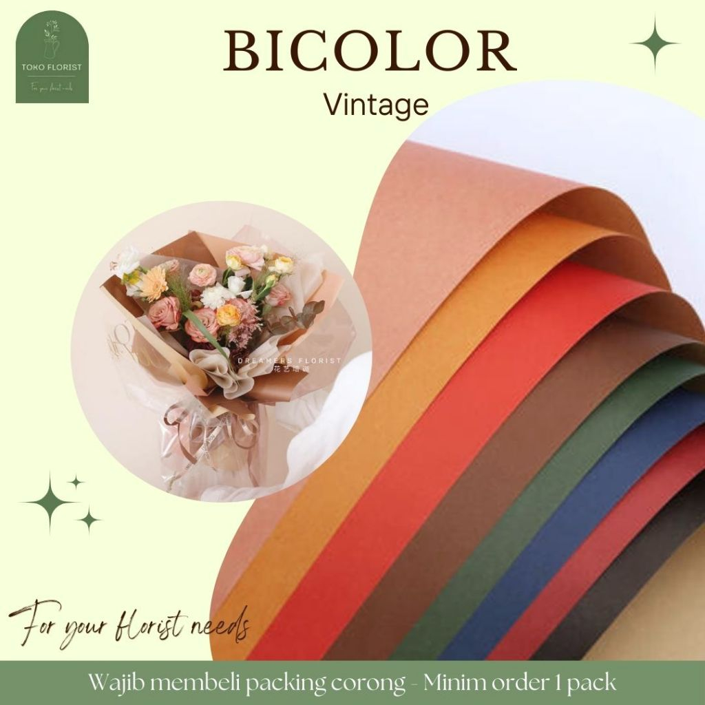 

GROSIR Kertas buket Cellophane BICOLOR VINTAGE isi 20lembar