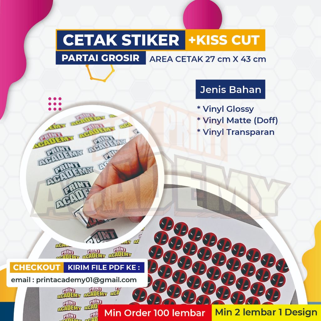 

PRINT CETAK STIKER LABEL VINYL A3+ KISS CUT CETAK LABEL PARTAI GROSIR