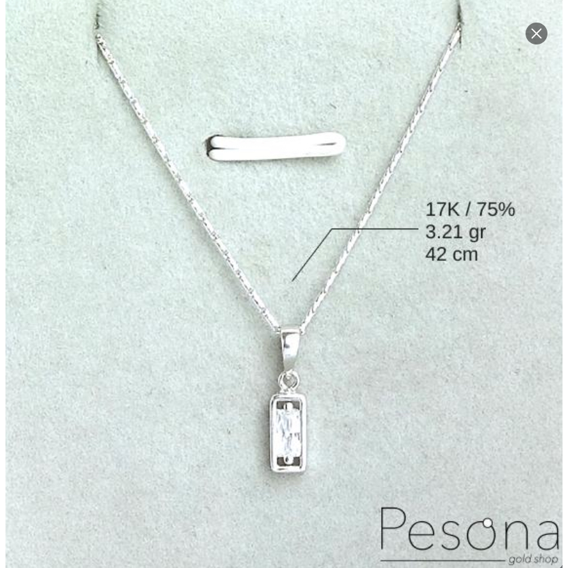 KALUNG KOYEK EMAS PUTIH MODEL PERSEGI 42 cm | 17K | 3,21 gram