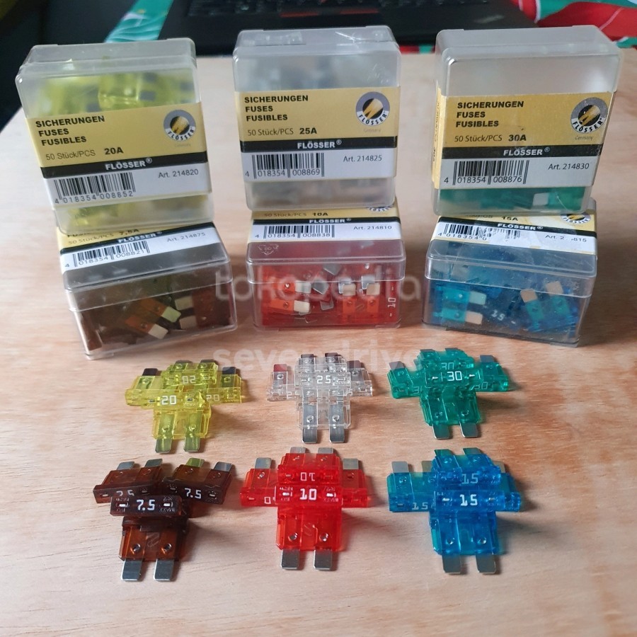 Sekring Fuse Dx Tancap Besar 7.5A Flosser Germany Original Coklat A1