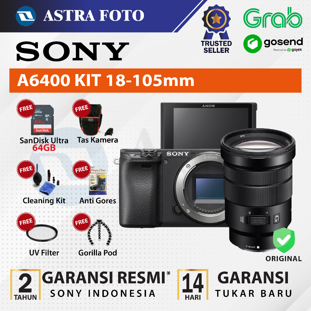 Sony A6400 Body Only & 18-105mm F4 OSS GARANSI RESMI Sony Alpha A6400