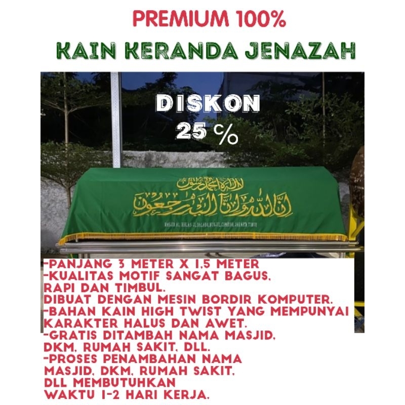 KAIN KERANDA JENAZAH FUll BORDIR BISA REQUEST NAMA