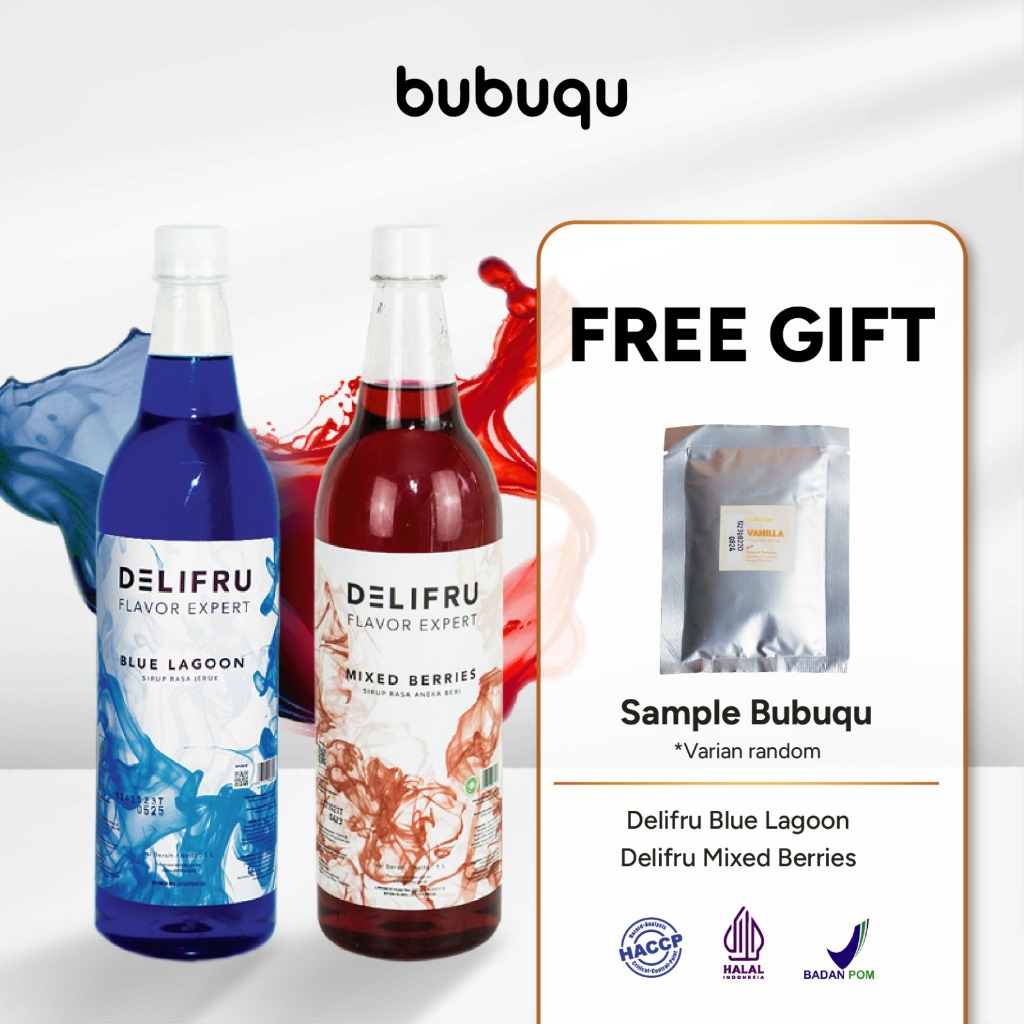 

Delifru Paket Bundling Syrup Blue Lagoon 1L + Sirup Mixed Berries 1L