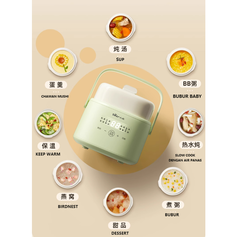 Bear Electric Stew Pot  / Panci Kukusan Listrik Multifungsi Low Watt