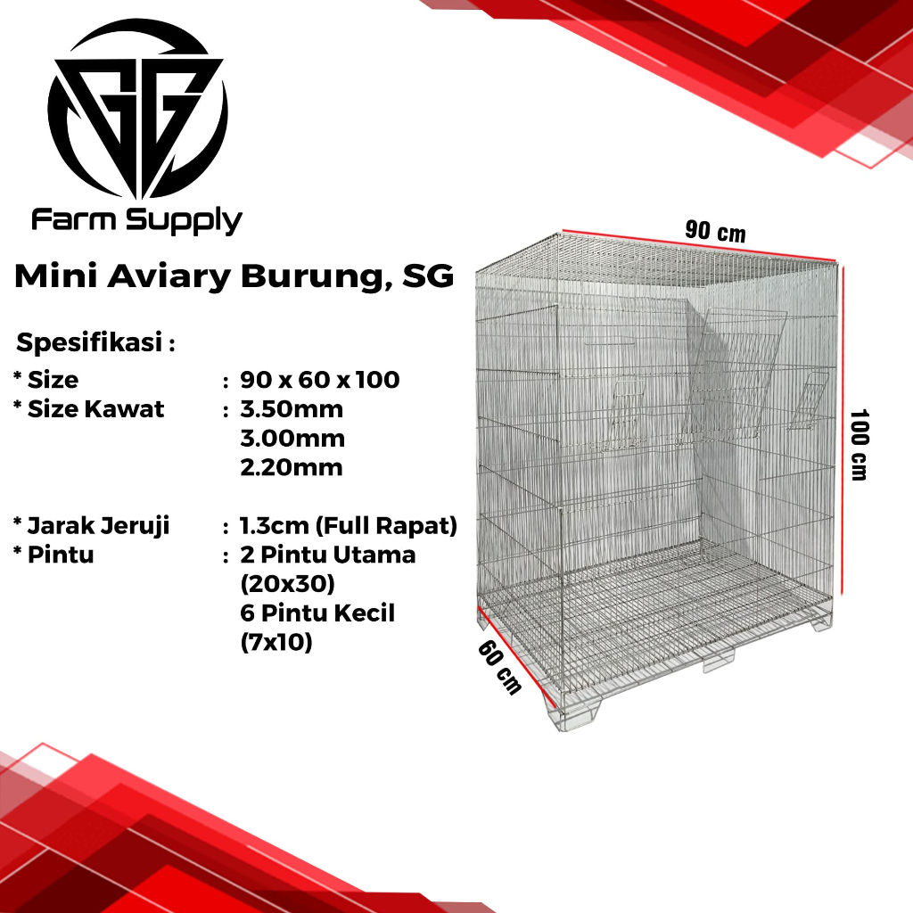 Kandang Burung Galvanis Mini Aviary (Sugar Glider, Iguana, dll)