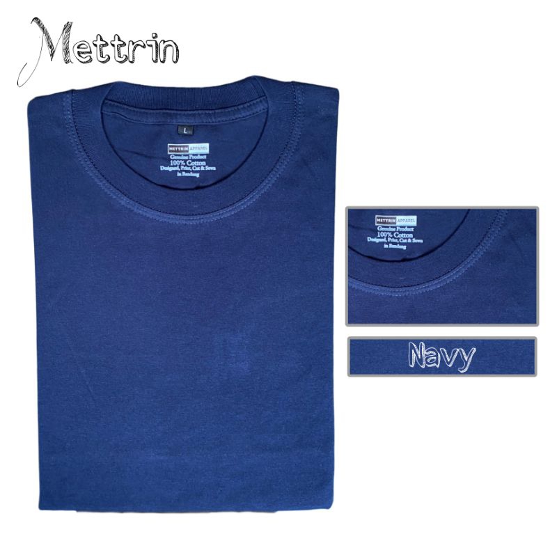 METTRIN biru navy kaos oversize polos unisex
