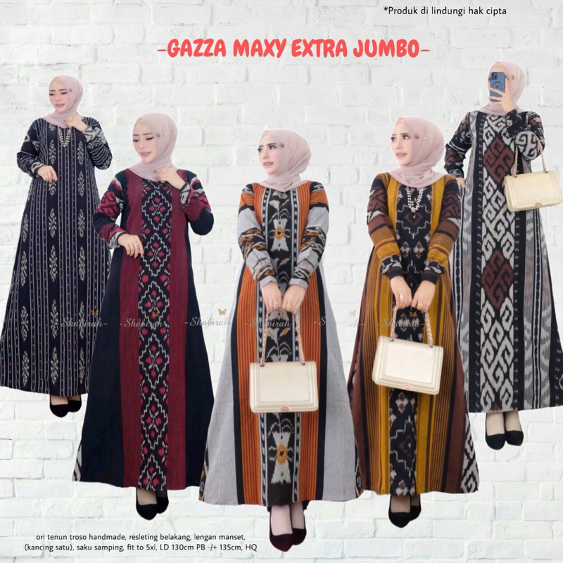 TERBARU 2024 - GAMIS GAZZA MAXY EXTRA JUMBO 4XL LD 130CM - LONG DRESS TENUN TROSO ERNIK MODERN EXLUS