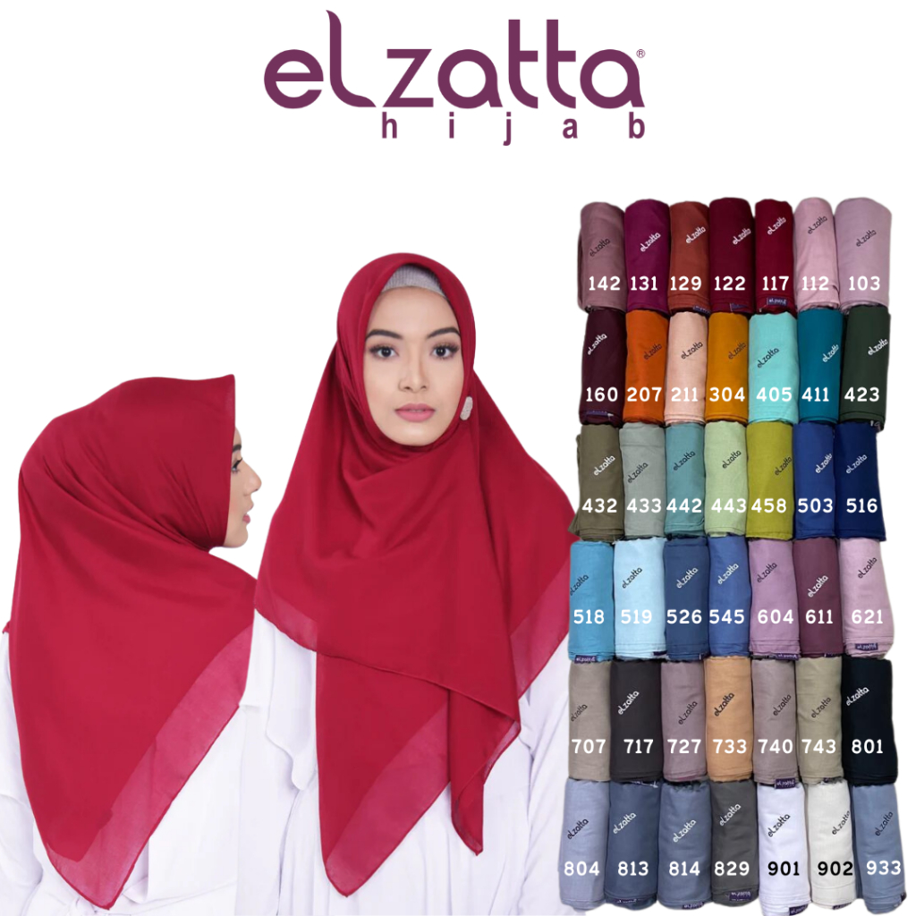 Elzatta Jilbab Segiempat Scarf Hijab Polos Keiva Vabira