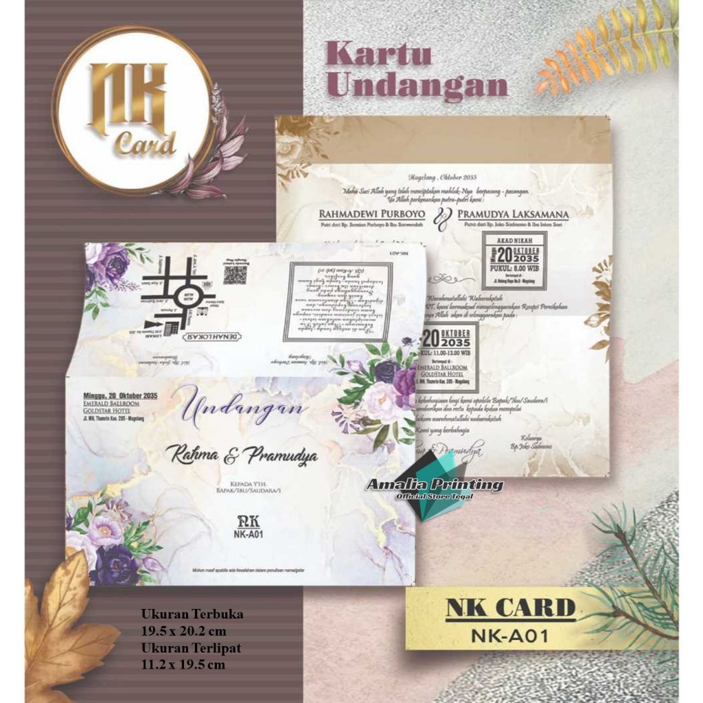 Undangan Pernikahan Simple, Elegan, Murah, Unik, Aesthetic, Rustic, Mewah – Undangan Seri NK