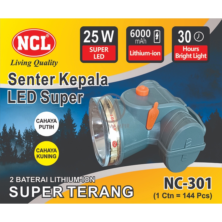 Senter Kepala Super Terang Kecil NC 301 25 Watt