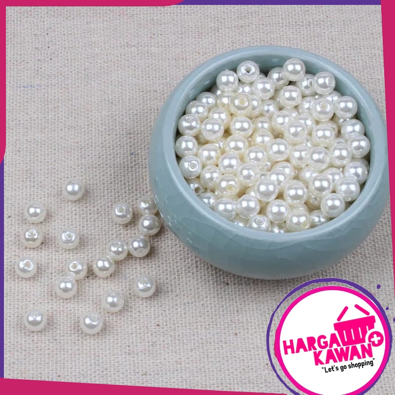 Mote manik manik mutiara bulat ukuran 6 mm dan 8 mm berat 10 gr