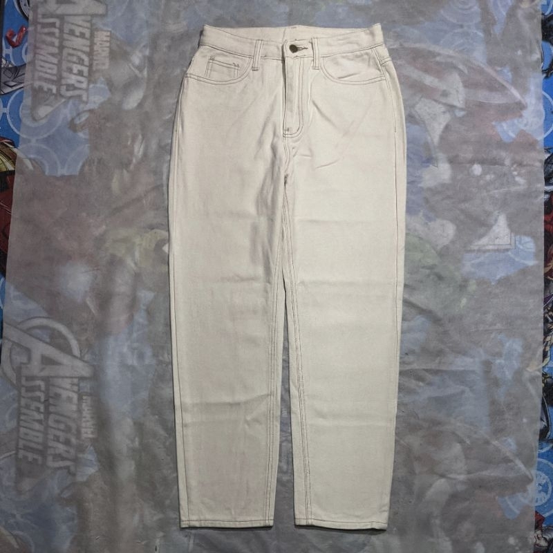 Size 28 Celana Panjang Longpants Jeans Putih Tulang Regular fit   Second Preloved #CJ265
