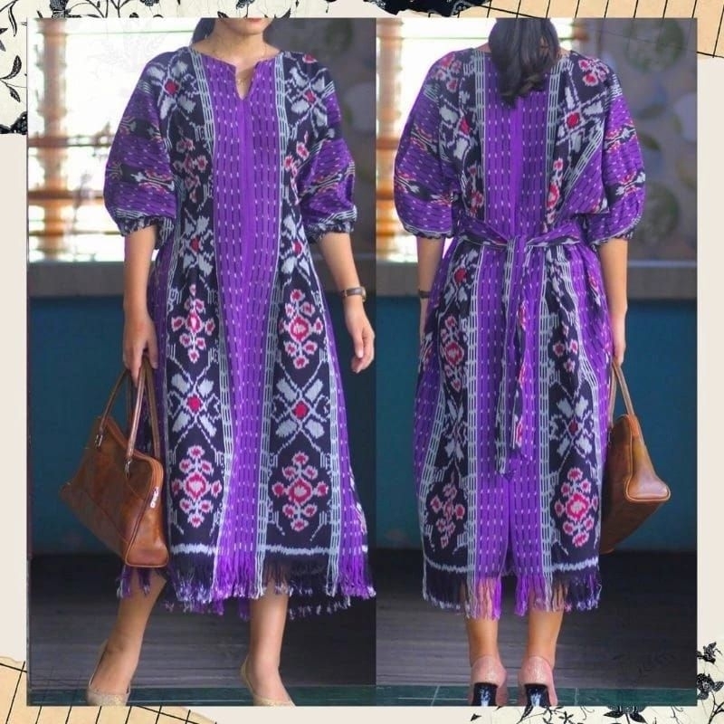 BAJU TENUN WANITA,DRESS PESTA FREE BELT,DRESS KONDANGAN