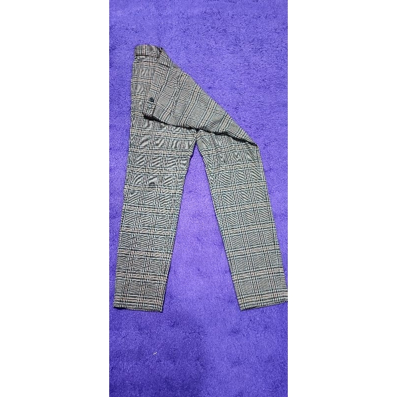 H*M Dark Brown Plaid Tartan Skinny Ankle Pants (size 30)