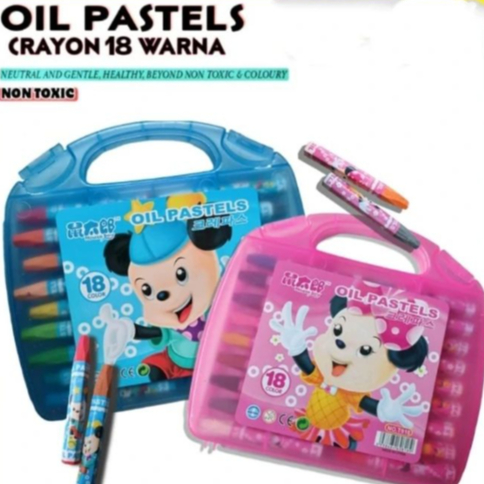 

Alat mewarnai Crayon Murah Krayon oil pastel - crayon isi 18 warna crayon tas jinjing