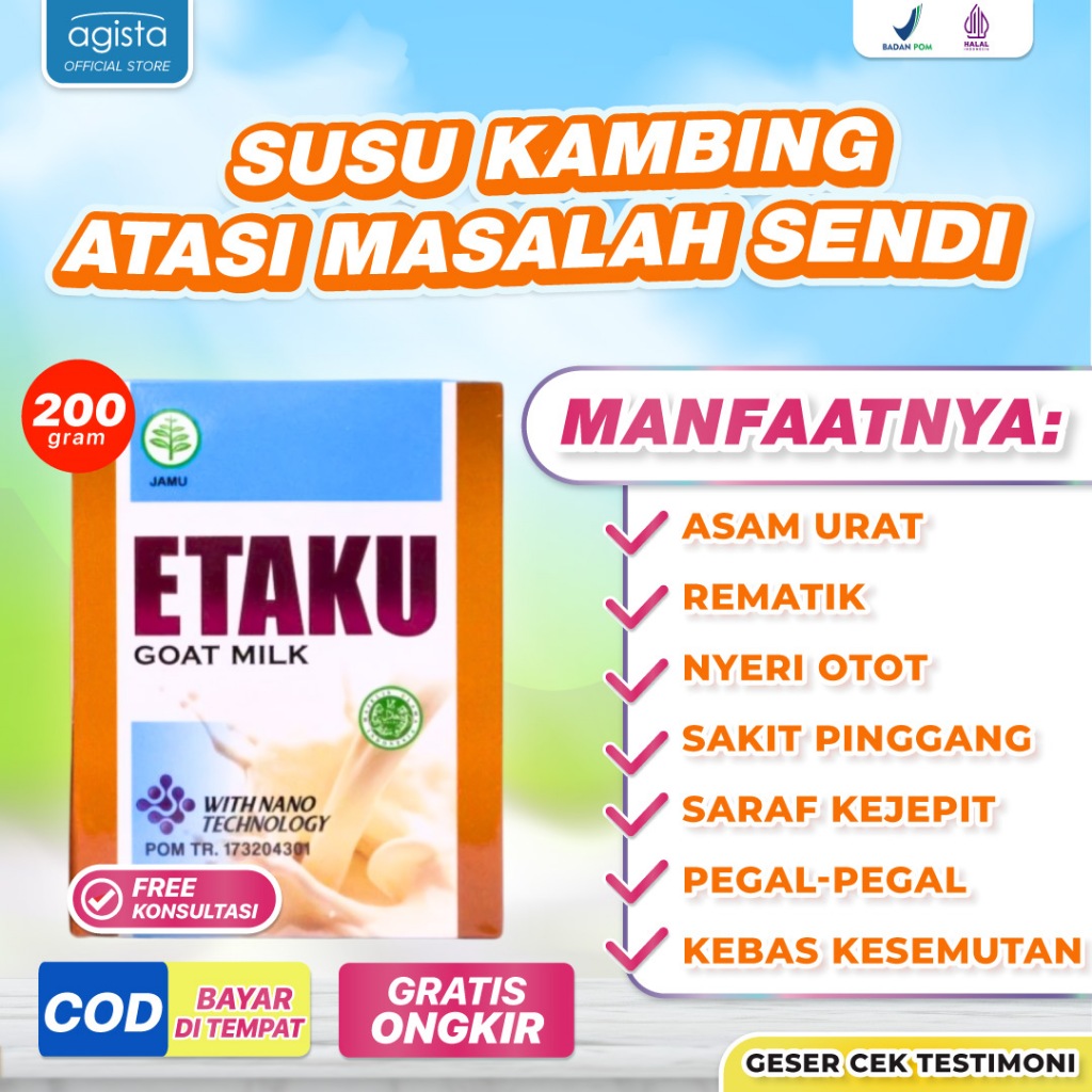 

Susu Tulang Keropos Sendi Dewasa ETAKU - Tingkatkan Kepadatan Kesehatan Tulang Sendi Anti Pengapuran Patah Tulang Asam Urat Rematik Nyeri Sendi