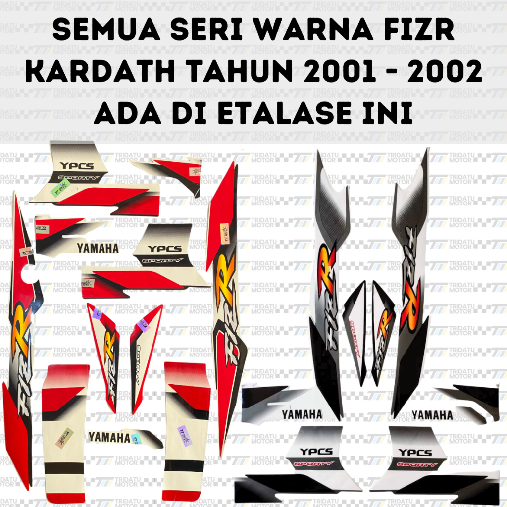 STRIPING YAMAHA FIZR MERAH PUTIH HITAM PUTIH 2001 2002 STICKER LIS LIST DECAL FIZR F1ZR FISR F1SR FO