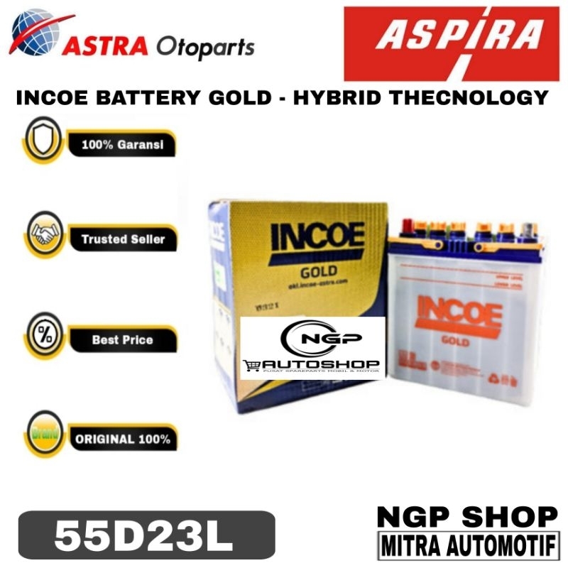 Aki Incoe 55D23L 60Ah - Incoe Battery 55D23L 60Amper - Original