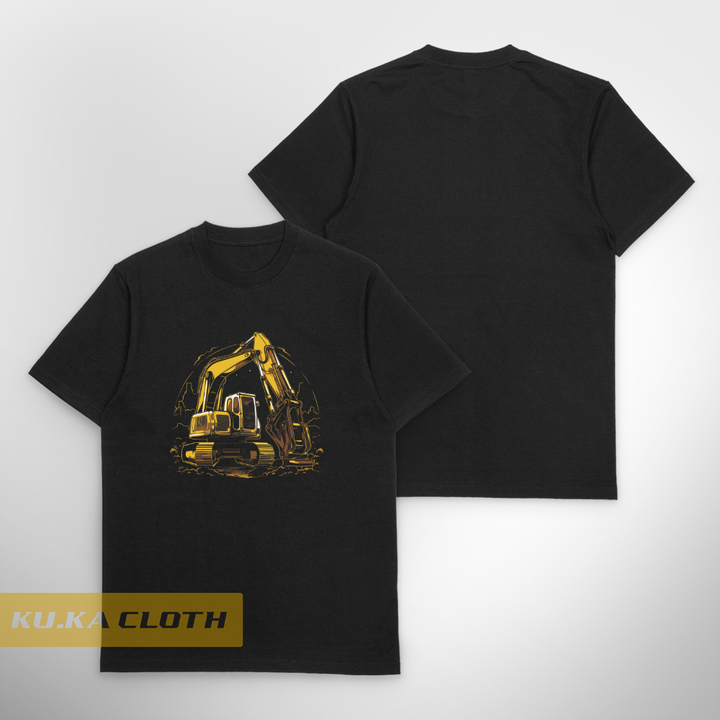 Baju Kaos Distro Pria Excavator yellow silhouette