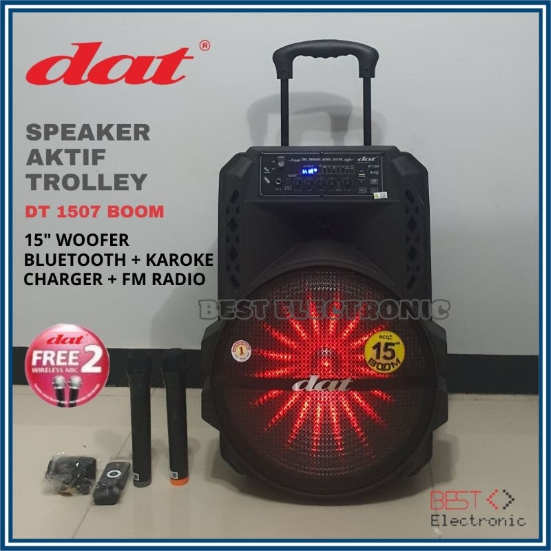 SPEAKER AKTIF TROLLEY 15 INCH DAT DT 1507 DT1507 DT-1507 BOOM ECO+ BLUETOOTH