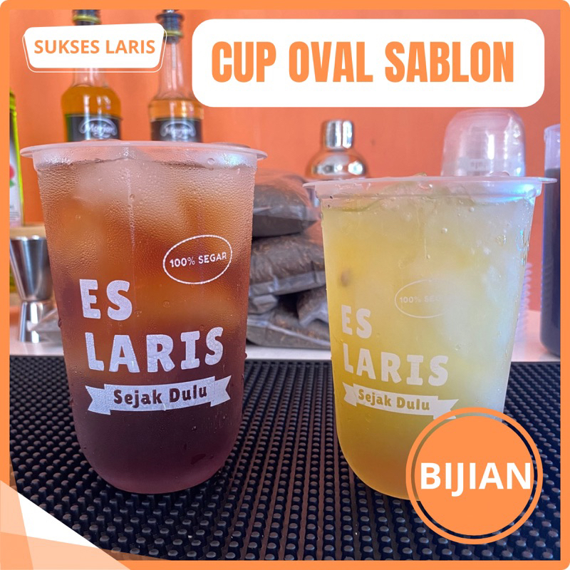 CUP OVAL SABLON ES LARIS UKURAN 16 OZ 18 OZ | CUP OVAL MOTIF | CUP SABLON | KEMASAN CUP KEKINIAN | C