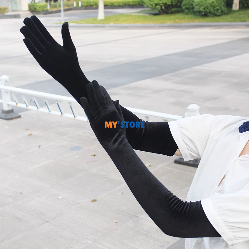 Sarung Tangan Panjang Fashion Wedding Glove Pesta BluDru Beludru Pakaian Malam Serbaguna 43cm 53cm 6