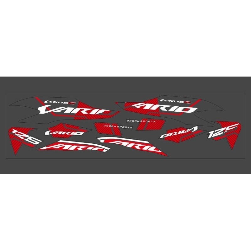 Stiker Transparan UV Striping Vario 125/150 New Tahun 2018-2021 Motif Malay Variasi Putih Lis Merah