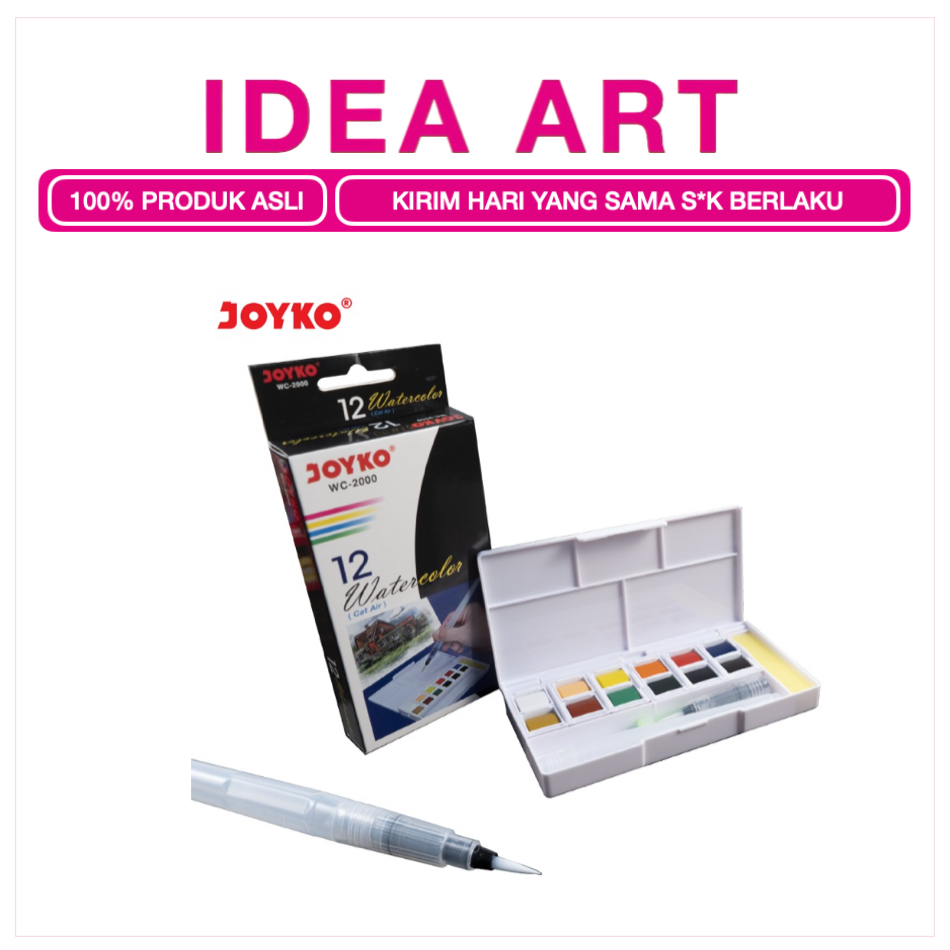 

Cat Air Cat Watercolor Joyko 12 Warna + 1 Kuas Pen Brush WC-2000 Pocket Harga Set