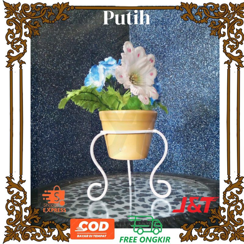Rak Bunga Hiasan Meja/ Rak bunga Besi / Rak bunga unik/  Diameter tempat pot 10,5 cm