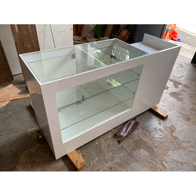 MEJA KASIR ETALASE KACA TOKO MINI CUSTOM | 150x50x80cm