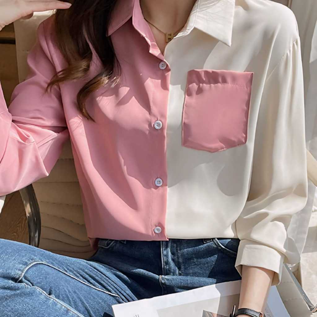 Blouse kombinasi Bahan Crinkle Airflow Premium//Kemeja Warna Kombinasi Bahan Crinkle Airflow premium
