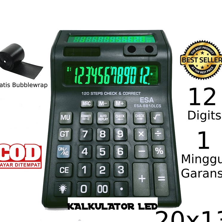 

Diminati Kalkulator Digital LED Lampu Hijau 12 Digit Kalkulator ESA 881lcs LED