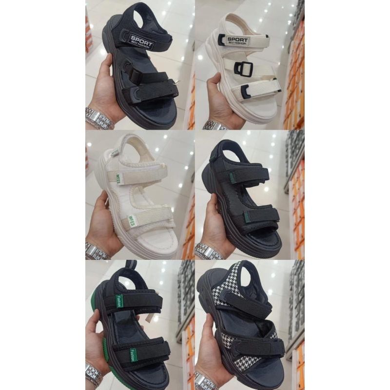 ST MORITZ - Sepatu Sandal Wanita / Sandal Stripe Wanita / Sandal Gunung Wanita