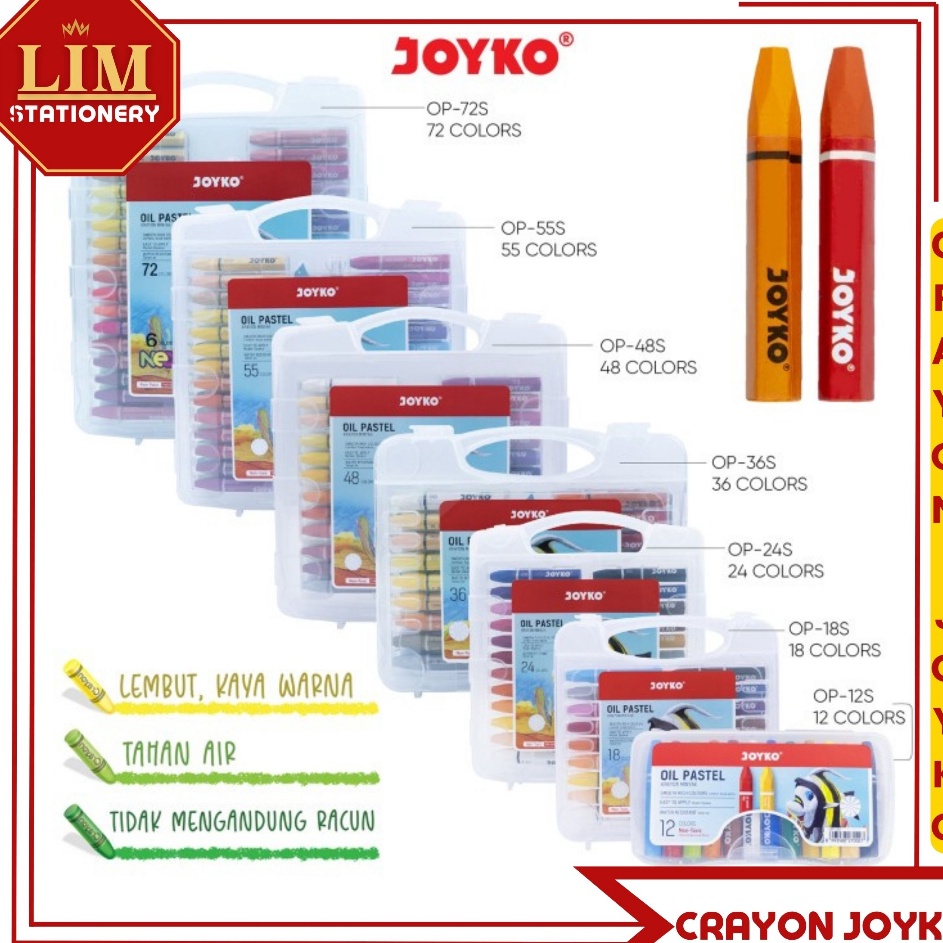 

Borong Murah Crayon Warna Joyko Oil Pastel 12 18 24 36 48 55 72 Set