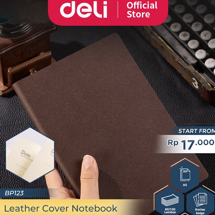 

First Order Deli Leather Cover Notebook Buku Catatan Sampul Kulit A5 8 Lembar Desain Elegan BP123