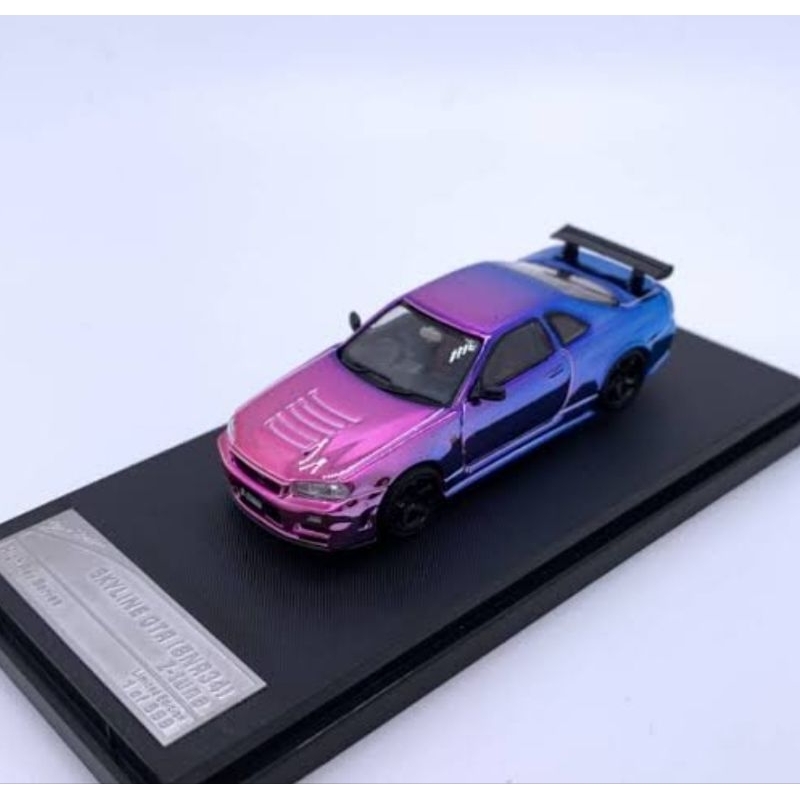 Stance Hunters Nissan Skyline GTR R34 Chrome Gradient Chameleon inno64 tarmac