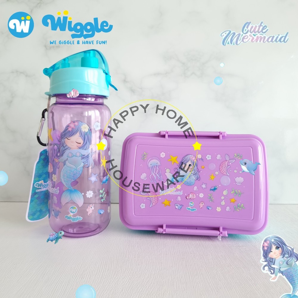 WIGGLE Paket School Set Little Mermaid Kotak Bekal 750ml & Botol Air 670ml