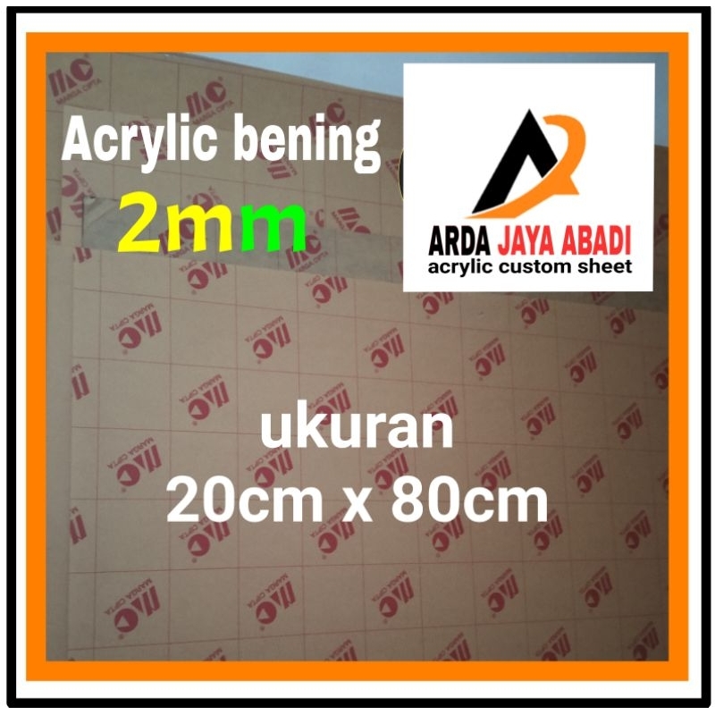 

Akrilik 2mm 20 x 80 lembaran acrylic clear marga cipta mika akrilik