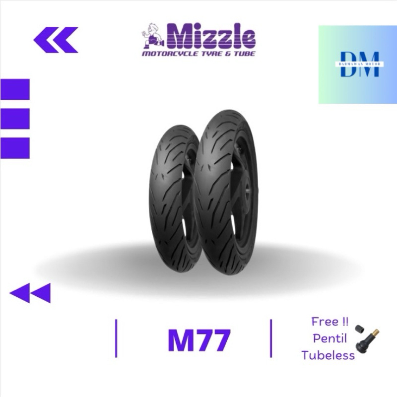 Produksi Terbaru Ban Motor Tubeless Mizzle M77 80/80 &amp; 90/80 Ring 14 Free Pentil