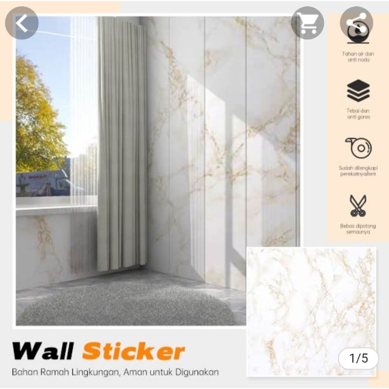 Wallpaper Dinding Mewah Bertekstur 3D Waterproof Marmer - Putih - Cream - Wallpaper Kamar - Wallpape