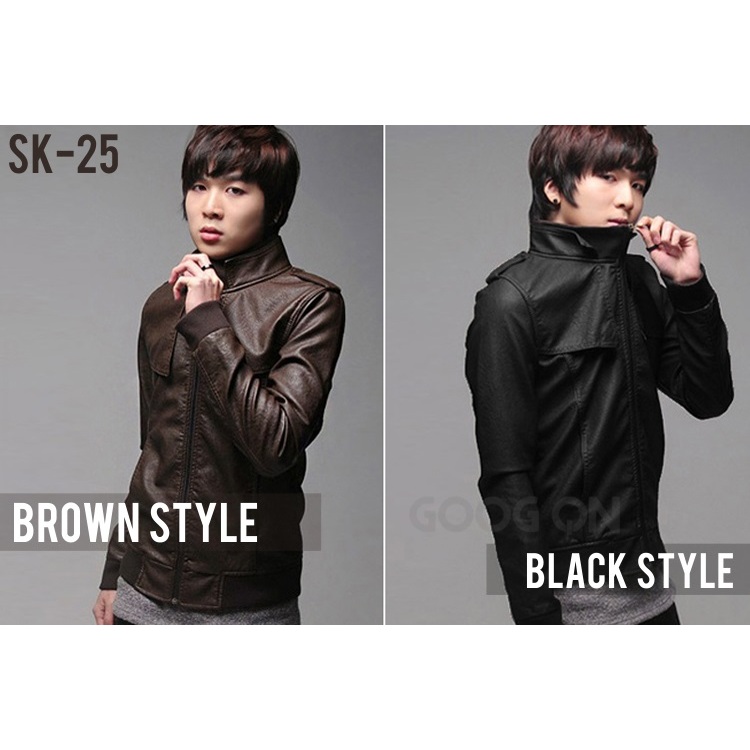 Jaket Kulit Pria, Jaket Kulit Cowok, Jaket Kulit Korea Murah Warna Coklat SK25