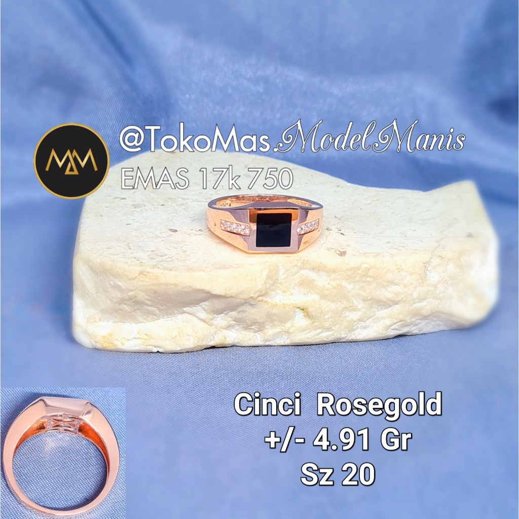 Cincin emas pria black laser emas rosegold 750 kadar 17k