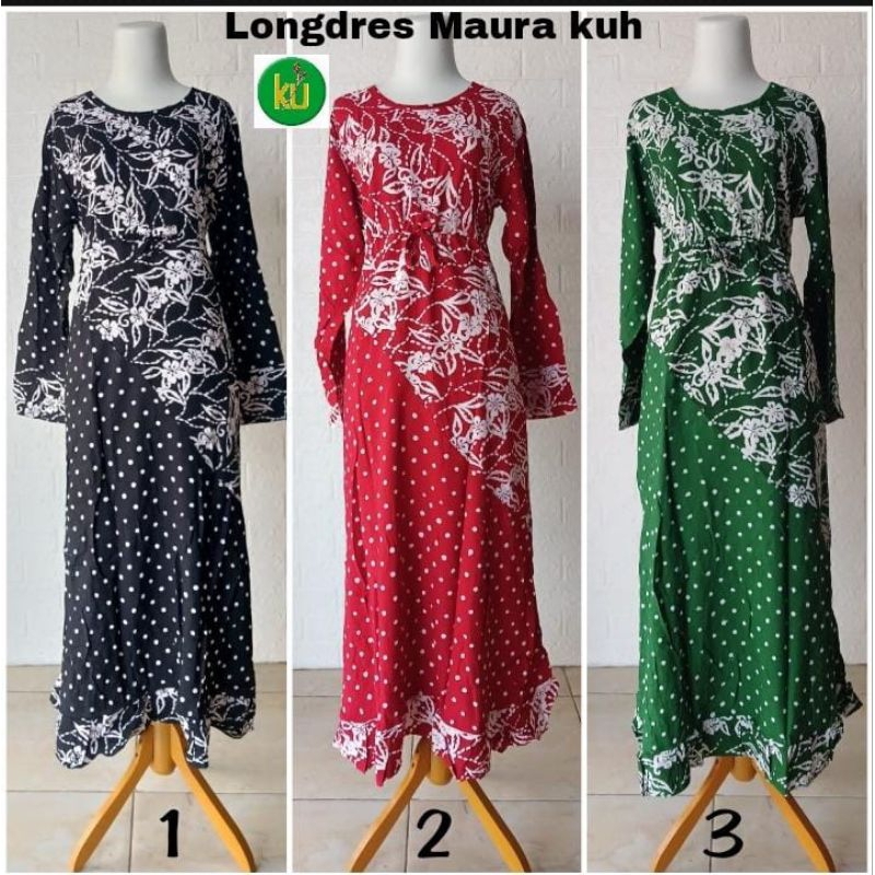 Longdres Maura kencana ungu Lebel hitam