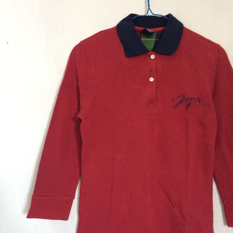 [PRELOVED] BAJU KERAH JOGER LENGAN PANJANG WARNA MERAH MAROON JOGER BALI MODEL KAOS POLO