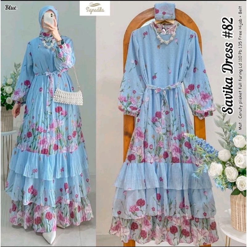 savika dress original gamis pesta mewah ceruty premium free hijab