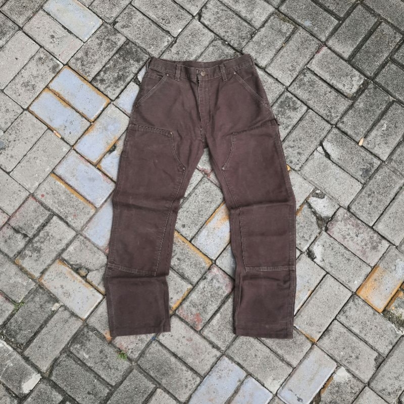 vintage carhartt double knee carpenter b136-dkb original loose fit ( dark brown ) size 32 x 30