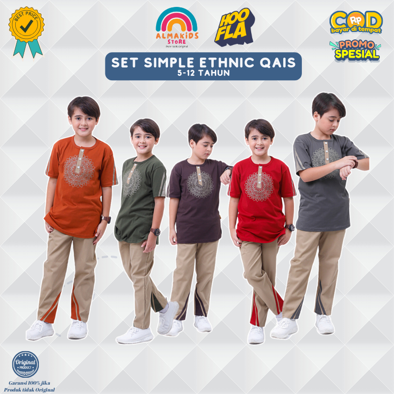 Baju Anak laki laki setelan anak Brand Hoofla Kids Qais simple ethnic Series by Hoofla Kids