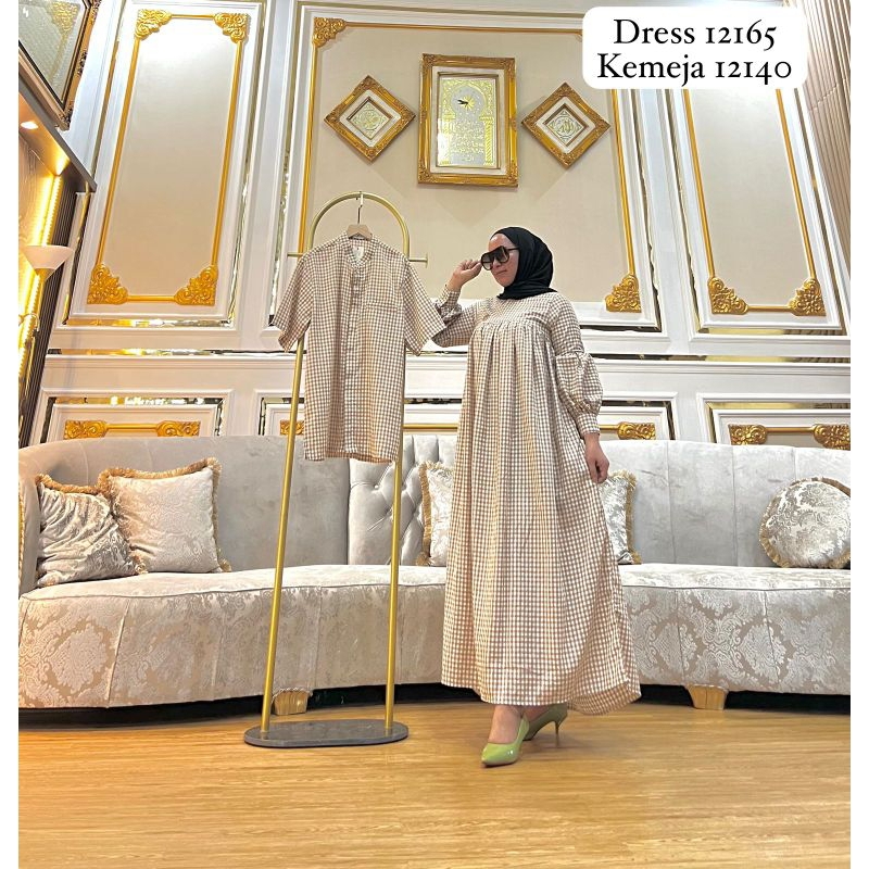 Gamis Haruka - Gamis Katun Haruka Gamis Motif Flanel Long dress wanita motif kotak Gamis wanita Keme